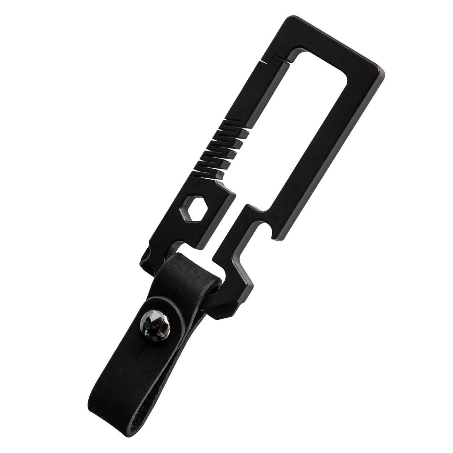 Black Titanium Alloy Multi-Tool Carabiner Keychain.