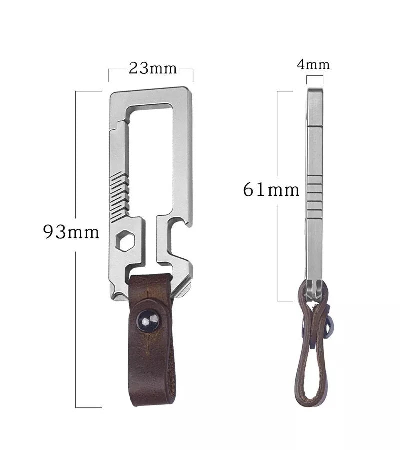 TC4 Titanium Alloy Carabiner with Leather Strap Dimensions.