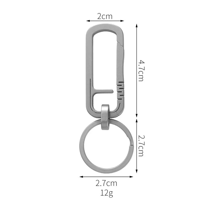 Medium titanium alloy carabiner keychain with grooved gate (Size B – 4.7 cm)