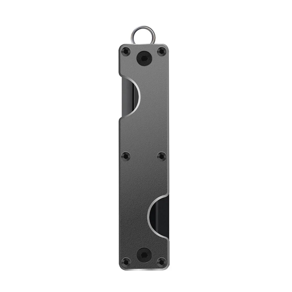 Grey Key holder with keyring on white background.