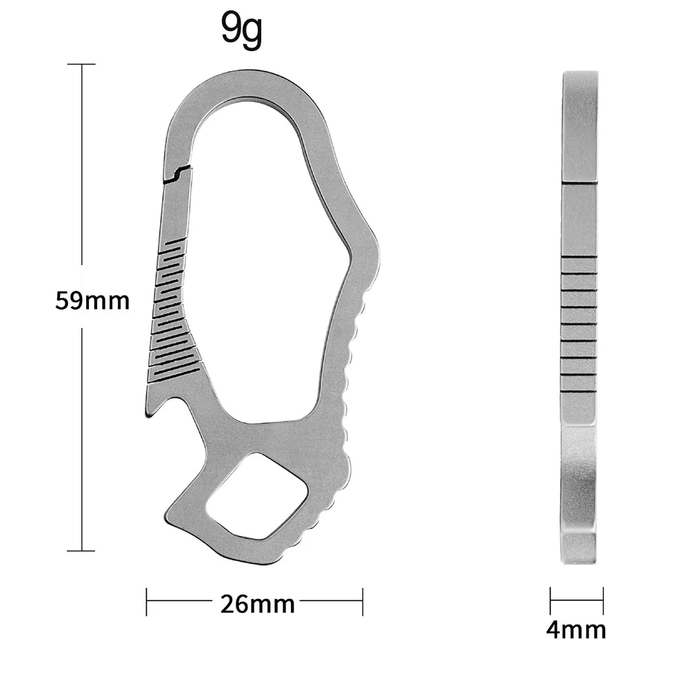 Large titanium carabiner dimensions 59×26×4 mm, 9 g