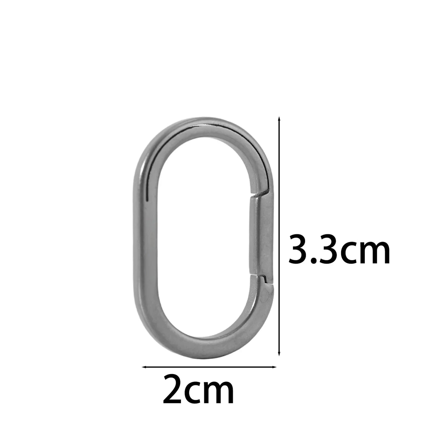 Large titanium alloy key ring (3.3 × 2 cm) with smooth gray finish