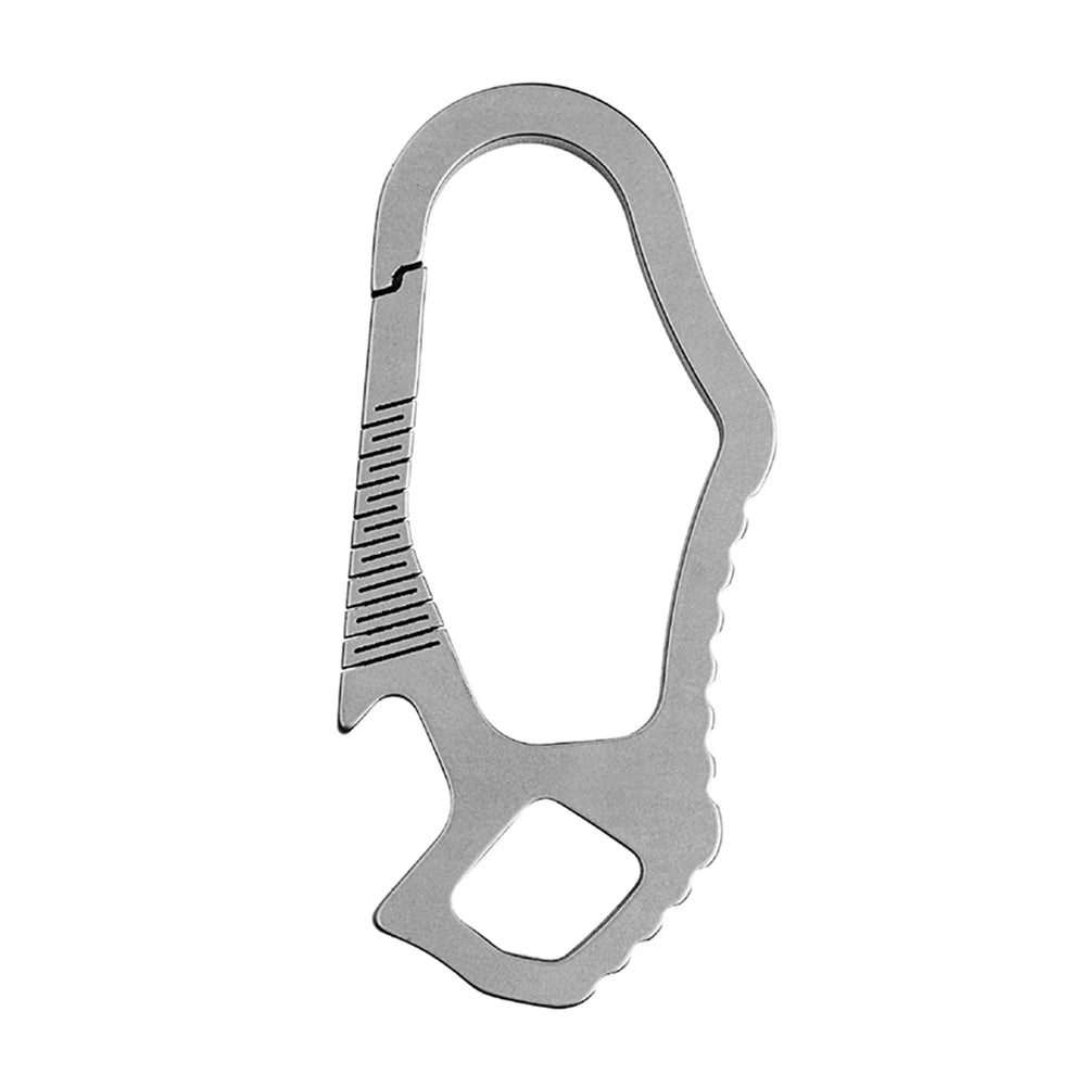 Large brushed titanium carabiner keychain