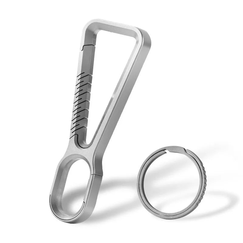 Smooth finish titanium carabiner with key ring