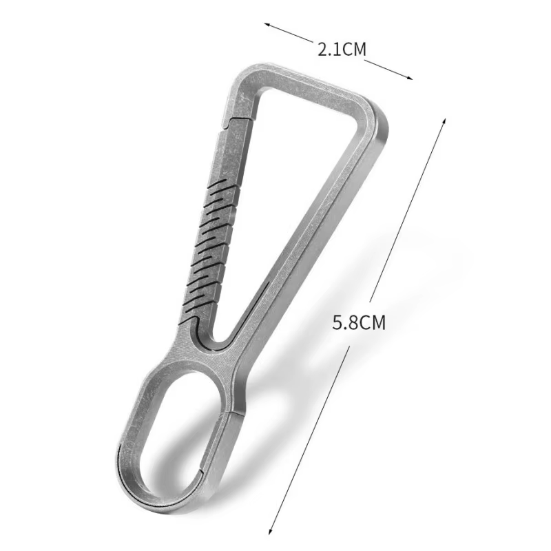 Titanium alloy keychain dimensions 5.8 × 2.1 cm diagram