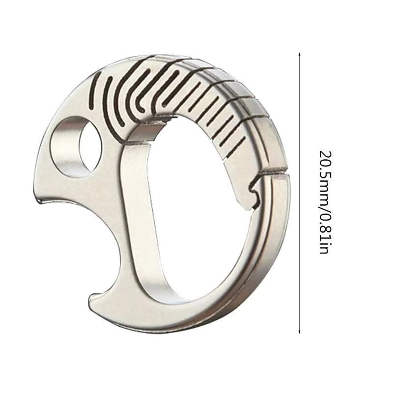 Titanium Mini Carabiner dimensions - 20.5 mm diameter compact keyring.