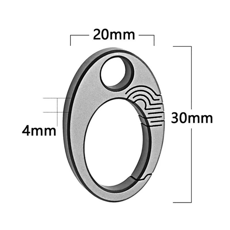 Titanium alloy mini buckle with size dimensions 30 mm × 20 mm × 4 mm