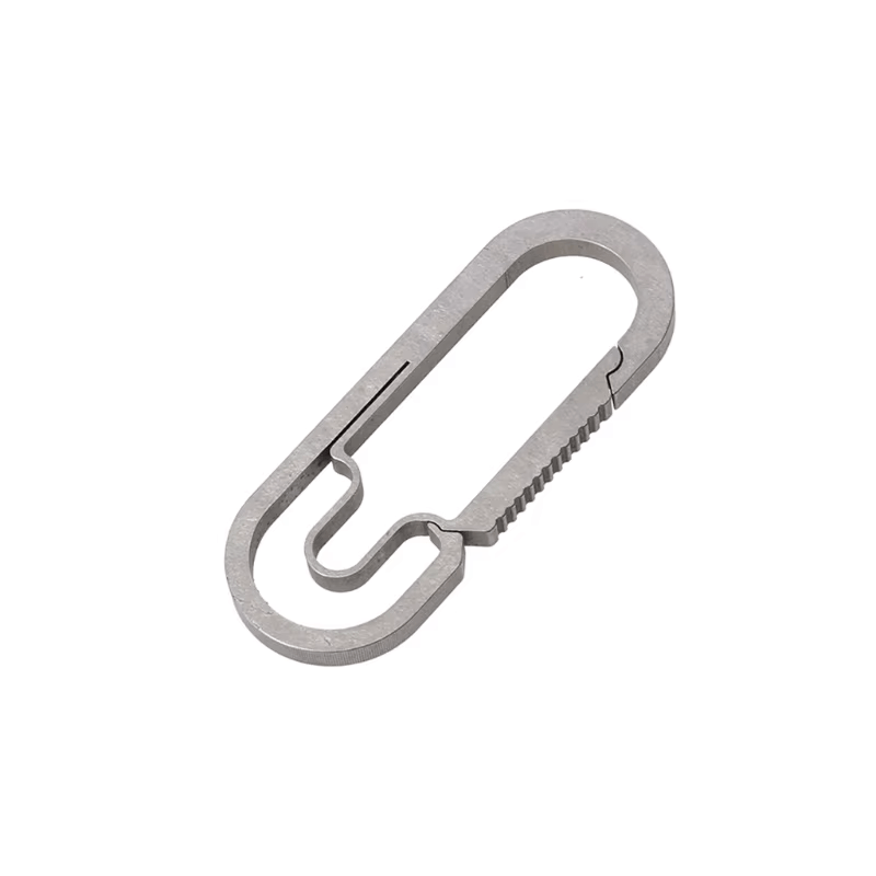 Matte silver titanium carabiner - minialist EDC keychain clip.