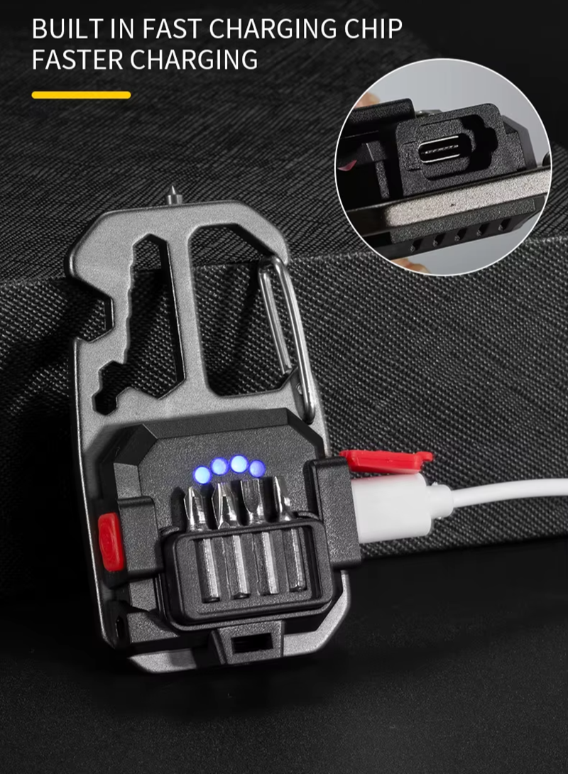 Rechargeable Mini LED Keychain Flashlight – Multi-Function Survival Tool