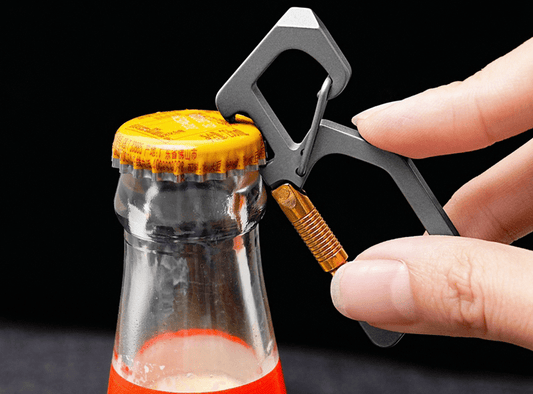 Titanium Keychain Carabiner Bottle Opener Function.