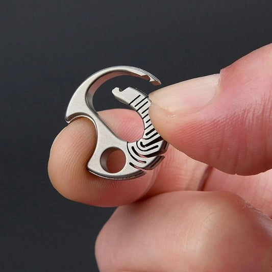 Mini Titanium Carabiner close-up showing quick-release mechanism.
