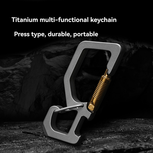 Titanium Keychain with Bottle Opener Quick Release Carabiner EDC Tool.