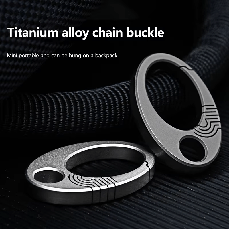 Close-up of titanium alloy buckles used for EDC or backpack attachment