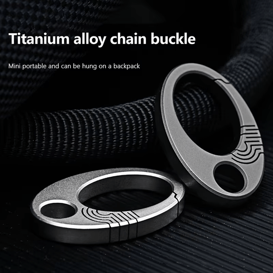 Close-up of titanium alloy buckles used for EDC or backpack attachment